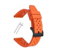 CIEMJSYNF Perforated Breathable Fluorine Rubber Watch Band 18mm 20mm 22mm 24mm Waterproof Sports Quick Release Silicone Watch Strap(Orange-Black,22mm)