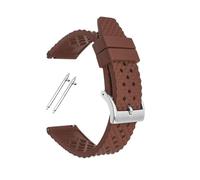 CIEMJSYNF Perforated Breathable Fluorine Rubber Watch Band 18mm 20mm 22mm 24mm Waterproof Sports Quick Release Silicone Watch Strap(Brown-Silver,18mm)
