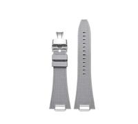 CIEMJSYNF Quick Release Silicone Watch Strap Compatible With Tissot PRX T137.407 T137.410 Fluorine Rubber Watch Bracelet 27-12mm(Grey-silver-A)