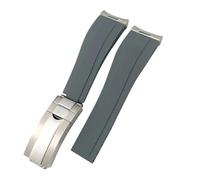 CIEMJSYNF Replacement Rubber Silicone Strap Compatible With Rolex-Style Yacht-Master/Daytona Oysterflex 20-21mm Watch Band Waterproof(Gray Glossy,21mm)