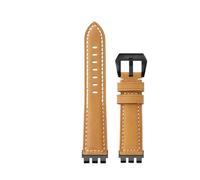 CIEMJSYNF Retro Matte Cow Leather Watch Strap Compatible With Swatch IRONY Adapter YVS YCS YAS YGS Watchband Concave Convex Accessories(Khaki-Black,21mm)
