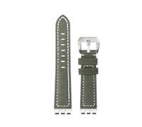 CIEMJSYNF Retro Matte Cow Leather Watch Strap Compatible With Swatch IRONY Adapter YVS YCS YAS YGS Watchband Concave Convex Accessories(Army green-Silver,17mm)