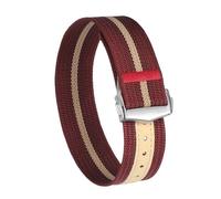 CIEMJSYNF Ribbed Watch Band Deployant Clasp Nylon 20mm 22mm Strap Compatible With Omega Folding Buckle Watchband Sport Wristband For Men(Burgundy red,20mm)