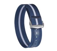 CIEMJSYNF Ribbed Watch Band Deployant Clasp Nylon 20mm 22mm Strap Compatible With Omega Folding Buckle Watchband Sport Wristband For Men(Blue white,20mm)