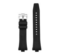 CIEMJSYNF Rubber Watch Strap Compatible With Citizen TSUYOSA Collection NJ0150 NJ0151 ME FKM Watchbands Men Women Quick Release Bracelet(Black-silver)