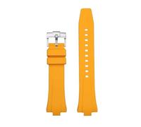 CIEMJSYNF Rubber Watch Strap Compatible With Citizen TSUYOSA Collection NJ0150 NJ0151 ME FKM Watchbands Men Women Quick Release Bracelet(Yellow-silver)