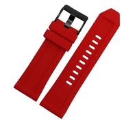 CIEMJSYNF Silicone Rubber Bracelet watch band 26mm Compatible With diesel DZ4496 DZ4427 DZ4487 DZ4323 DZ4318 DZ4305 watchband mens watches strap(Red black buckle)