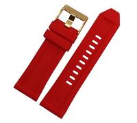 CIEMJSYNF Silicone Rubber Bracelet watch band 26mm Compatible With diesel DZ4496 DZ4427 DZ4487 DZ4323 DZ4318 DZ4305 watchband mens watches strap(Red gold buckle)