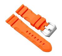 CIEMJSYNF Silicone Watch Band Compatible With Panerai SUBMERSIBLE PAM 111 441 616 Bracelet 22mm 24mm Men Rubber Accessories Straps(Orange-silver,22mm)
