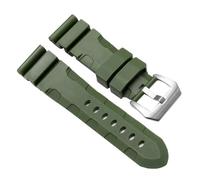 CIEMJSYNF Silicone Watch Band Compatible With Panerai SUBMERSIBLE PAM 111 441 616 Bracelet 22mm 24mm Men Rubber Accessories Straps(Green-silver,24mm)