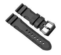 CIEMJSYNF Silicone Watch Band Compatible With Panerai SUBMERSIBLE PAM 111 441 616 Bracelet 22mm 24mm Men Rubber Accessories Straps(Black-black,24mm)