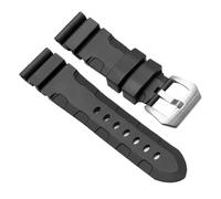 CIEMJSYNF Silicone Watch Band Compatible With Panerai SUBMERSIBLE PAM 111 441 616 Bracelet 22mm 24mm Men Rubber Accessories Straps(Black-silver,24mm)