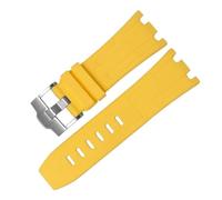 CIEMJSYNF Silicone Watchband Compatible With AP Audemars And Piguet Rubber Watch Strap Royal Oak Offshore 26400 Waterproof SweatProof 28mm(Yellow)
