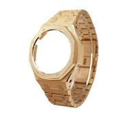 CIEMJSYNF Stainless Steel Frosted Gold Case Strap Mod Compatible With Casio GA2100 GA-B2100 GM2100 Upgrade Luxury Bezel Metal Watchband(Frost Gold,GA-B2100)