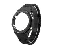 CIEMJSYNF Stainless Steel Frosted Gold Case Strap Mod Compatible With Casio GA2100 GA-B2100 GM2100 Upgrade Luxury Bezel Metal Watchband(Frost Black,GM-2100)