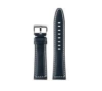 CIEMJSYNF Style Watch Strap Compatible With Longines Sports Series L3.810/L3.820 The Pilot Watch Men's Leather Watchband 21x18mm 22x18mm(Blue white silver,22mm)