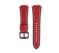 CIEMJSYNF Vintage Cowhide Watch Strap Compatible With Casio A158 A158W A168 F91W AE-1200 AE1300 SGW-300 SGW-1500 A159 A169 Series Watchband(Red-white-black)