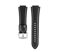 CIEMJSYNF Vintage Cowhide Watch Strap Compatible With Casio A158 A158W A168 F91W AE-1200 AE1300 SGW-300 SGW-1500 A159 A169 Series Watchband(Black-white-silver)
