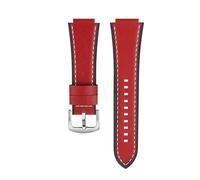 CIEMJSYNF Vintage Cowhide Watch Strap Compatible With Casio A158 A158W A168 F91W AE-1200 AE1300 SGW-300 SGW-1500 A159 A169 Series Watchband(Red-white-silver)