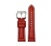 CIEMJSYNF Vintage Cowhide Watch Strap Compatible With Casio PROTREK Series PRG-600/600Y/PRG-650/PRW-6600 Outdoor Sports Man‘s Blue Bracelet(B Red-silver)