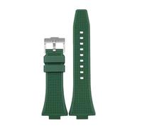 CIEMJSYNF Watch Band Convex Strap Compatible With Tissot PRX Series T137.407/T137.410 Super Player 40mm Rubber Silicone Bracelet 26-12mm(Green-silver)