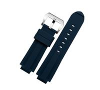 CIEMJSYNF Waterproof Silicone Raised Mouth WatchBand Compatible With Timex Tide Series T2N739 T2N720 T2N721Compatible With Panerai PAM111 Strap(Blue-silver)