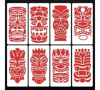 CIEMODA Tiki Tribe Stencils, 8 Pcs Totems Face Stencil,Plastic Stencils Reusable Templates for Painting on Wood Canvas Paper Fabric Floor Wall Tile DIY Crafts Decor