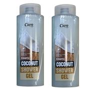 Cien Shower Gel - Refreshing Citrus Body Wash with Natural Oils & Extracts | Vegan Friendly Daily Cleanser for Soft, Hydrated Skin Pack of 2 x 250ml Each (Creamy Coconut)