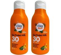 Cien Sun Protect Milk SPF 30 - Pack of 2 x 250ml Each Hydrating Sun Lotion, Water-Resistant & Vegan, Daily UV Protection for All Skin Types