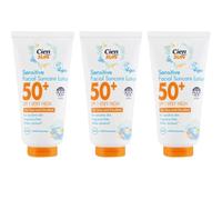 Cien Sun Sensitive Facial Suncare Lotion SPF 50+ | Very High UVA & UVB Protection for Face & Decollete | Fragrance-Free Vegan Sunscreen for Sensitive Skin | Water Resistant, Pack of 3 x 50ml Each