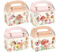 CIEOVO 24 Pack Fairy Party Cardboard Treat Box Cute Fairy Birthday Party Favor Boxes Goody Treat Boxes for Floral Fairies Theme Birthday Baby Shower Supplies