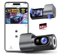 CIEVIE Dash Cam Front 4K-1.5" IPS Display, 5GHz WiFi, 64G Card, 360° Rotation Mini Dashcam, Car Camera with WDR Night Vision, 24H Parking Mode, G-Sensor, Loop Recording,170° Angle,Dash Camera for Cars