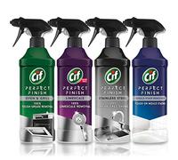 Cif Perfect Finish Spray Cleaning Kit - Pack of 4 x 435ml Spray Bottles (1 x Oven & Grill Cleaner, 1 x Limescale Remover, 1 x Stainless Steel Cleaner & 1 x Mould Remover Spray)