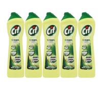 Cif 5 x 500ml Cream Lemon Cleaner With Welari Thank You Card Kitchen Sink Hob Tap Degreaser Bathroom Tiles Dirt Remover (2500ml) (5pack)