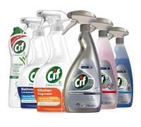Cif Cleaning Bundle - 6 x Assorted Cleaners: Bathroom & Limescale, Kitchen Degreaser, Cream, Glass & Multi-Surface, Stainless Steel, Washroom 4in1 - 500ml & 750ml