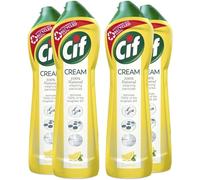Cif Pack of 4 Lemon Cream Cleaner multipurpose surface cleaner with 100% natural cleaning particles removes 100% of the toughest dirt 500 ml