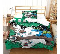 CIFEAR Smurfs Duvet Cover Set Kids Adults Bed Cover Bedroom 3D Bedding Set Duvet Bedspread,Soft Microfiber Bed Set Single（135x200cm）