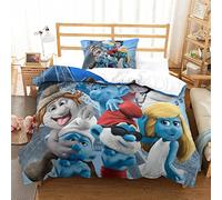 CIFEAR Smurfs Duvet Cover Set Kids Adults Bed Cover Bedroom 3D Bedding Set Duvet Bedspread,Soft Microfiber Bed Set Single（135x200cm）