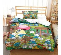 CIFEAR Smurfs Duvet Cover Set Printed Bedding Quilt Cover Soft Microfiber Bedding Set With Zipper Closure For Boys Girls Kids Single（135x200cm）