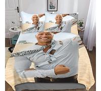 CIFEAR The Rock Duvet Cover Bedding Set with Dwayne Johnson 3D Print Comforter Cover with Pillowcases All Season Quilt Cover with Zipper for Kids Boys Girls Double（200x200cm）