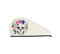 Cifeprak Sugar Skull Day of The Dead Pattern Hair Towel Wrap Hair Drying Towel with Button Coral Velvet Hair Towel Dry Hair Turban Hat Bath Shower Hair Cap