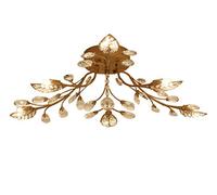 CIFFOST Modern Crystal Led Ceiling Pendant Lamp Leaf Flush Mount Ceiling Light Fixture Decorative Chandelier for Dining Room Bedroom Living Room (Gold, 6-Lamps)
