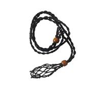 CIFIBIFUN Extra Super Large Black Necklace Cord Crystal Holders Handmade Quartz Cage, Diy Bracelet Jewelry Making Upgraded Adjustable Wooden Beads, XL, 棉, No Gemstone