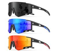 CIFOYA 3 Pairs Kids Polarized Sunglasses for 6-14 Years Old, UV400 Protection, Grey + Dark Blue + Red, Medium