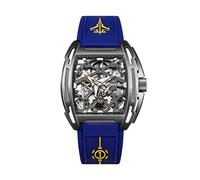 CIGA Design Automatic Mechanical Watch - Z Series Aircraft Carrier Edition Skeleton Titanium Wristwatch Tonneau Sapphire Crystal for Men with Silicone Strap and Gift Box(Blue)