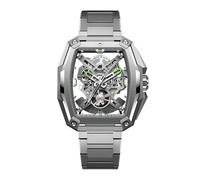 CIGA Design Edge Hunter Skeleton Automatic Watch, Titanium Silver | Self-Developed Movement, Grade 5 Titanium, Skeleton Tonneau Case, 5ATM, Super-LumiNova, KE-Efficient Rotor, Silm Profile