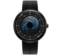 CIGA Design Mechanical Automatic Watch Blue Planet II · Black Star Edition, Titanium DLC Watch, Round Titanium Case, Black Hole Dial Design, Fluororubber Strap Gifts for Men and Women