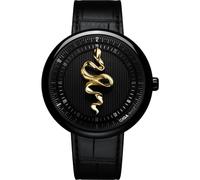CIGA Design Mechanical Automatic Watch,Legend of Serpent,18K Gold Limited Edition,Serpentine Hand, Swiss Caliber Movement,Black Onyx Case,Alligator-Patterned Leather Strap,Gifts for Men and Women