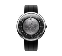 CIGA Design Mechanical Automatic Watch - Moon Walker, 46MM Round Titanium Case, Moon-Like Dial, Astronaut-Shaped Hand, Asynchronous-Follow Tech for Men and Women with Fluororubber Strap