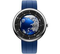 CIGA Design Mechanical Automatic Watch U Series Blue Planet Ⅱ 43MM, Titanium Case, Earth-like dial design, Asynchronous-Follow Tech, Fluororubber Strap, Sapphire Glass, Watches Gifts for Men and Women